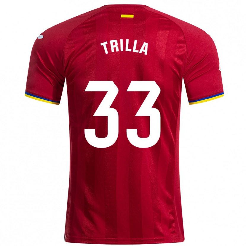 Danxen Uomo Maglia Guillem Trilla #33 Rosso Giallo Blu Kit Gara Away 2025/26 Maglietta