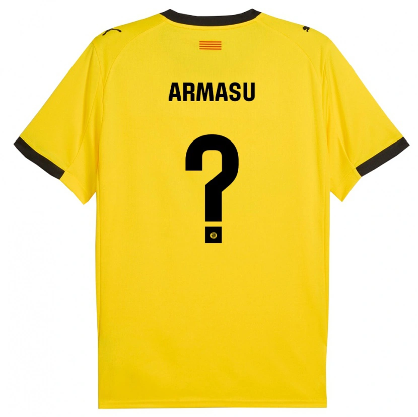 Danxen Uomo Maglia Daniel Armașu #0 Giallo Nero Kit Gara Away 2025/26 Maglietta