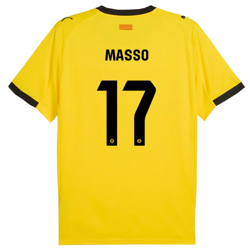 Danxen Uomo Maglia Ainoa Massó #17 Giallo Nero Kit Gara Away 2025/26 Maglietta