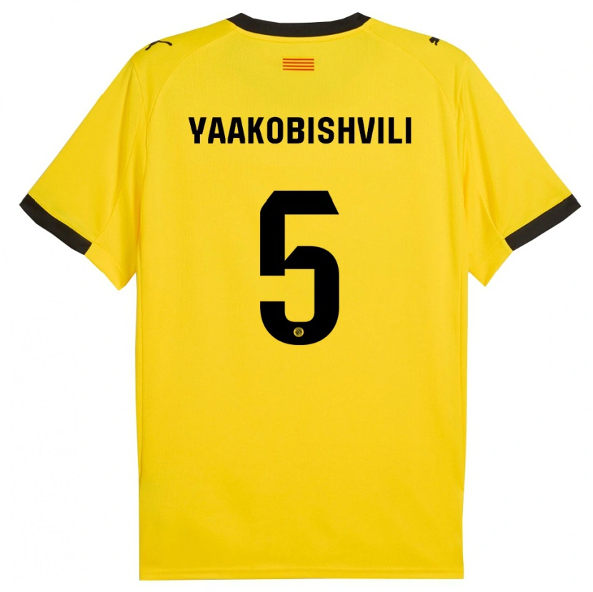 Danxen Uomo Maglia Antal Yaakobishvili #5 Giallo Nero Kit Gara Away 2025/26 Maglietta