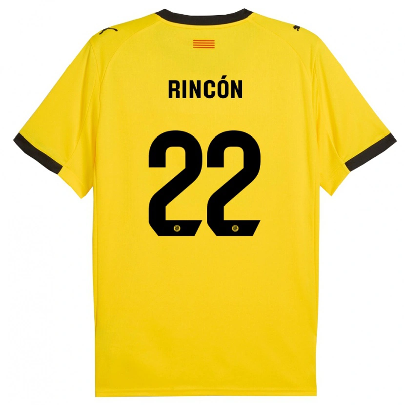 Danxen Uomo Maglia Hugo Rincón #22 Giallo Nero Kit Gara Away 2025/26 Maglietta