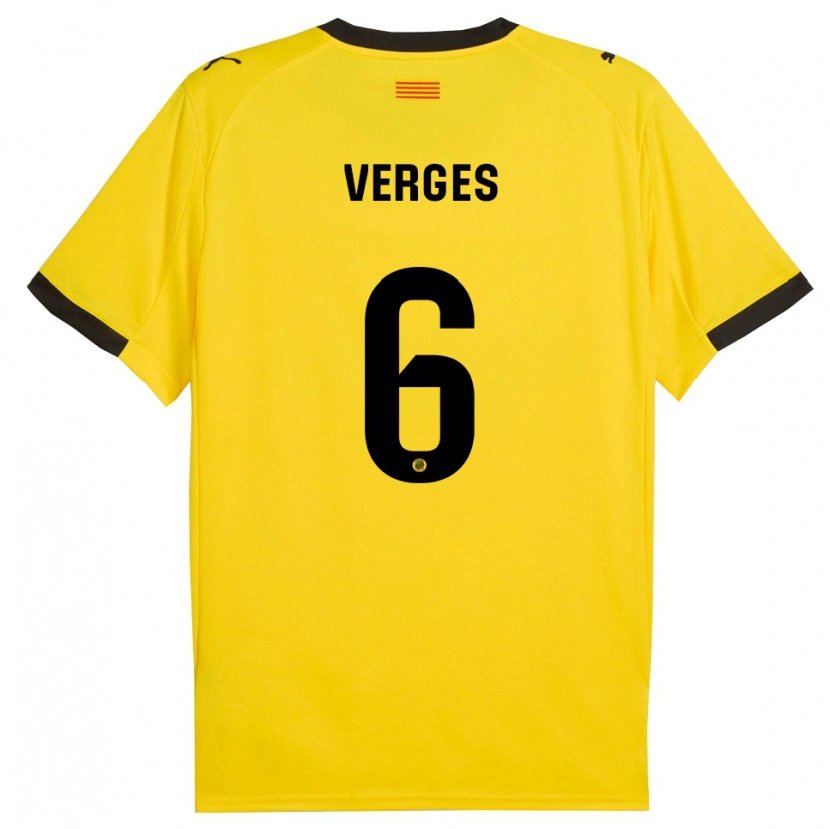 Danxen Uomo Maglia Mar Vergés #6 Giallo Nero Kit Gara Away 2025/26 Maglietta