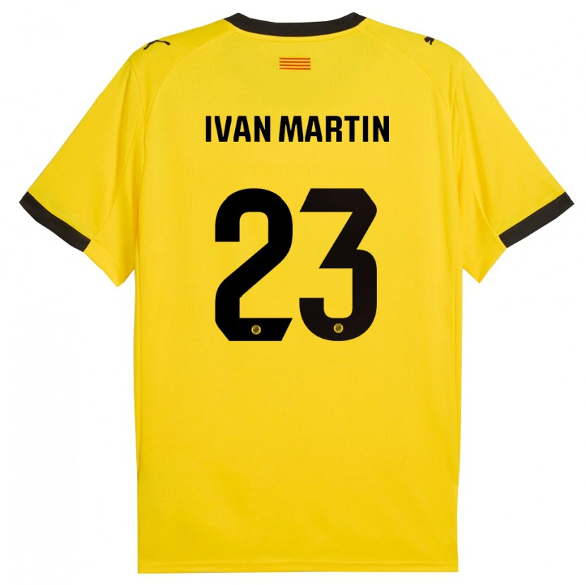 Danxen Uomo Maglia Iván Martín #23 Giallo Nero Kit Gara Away 2025/26 Maglietta