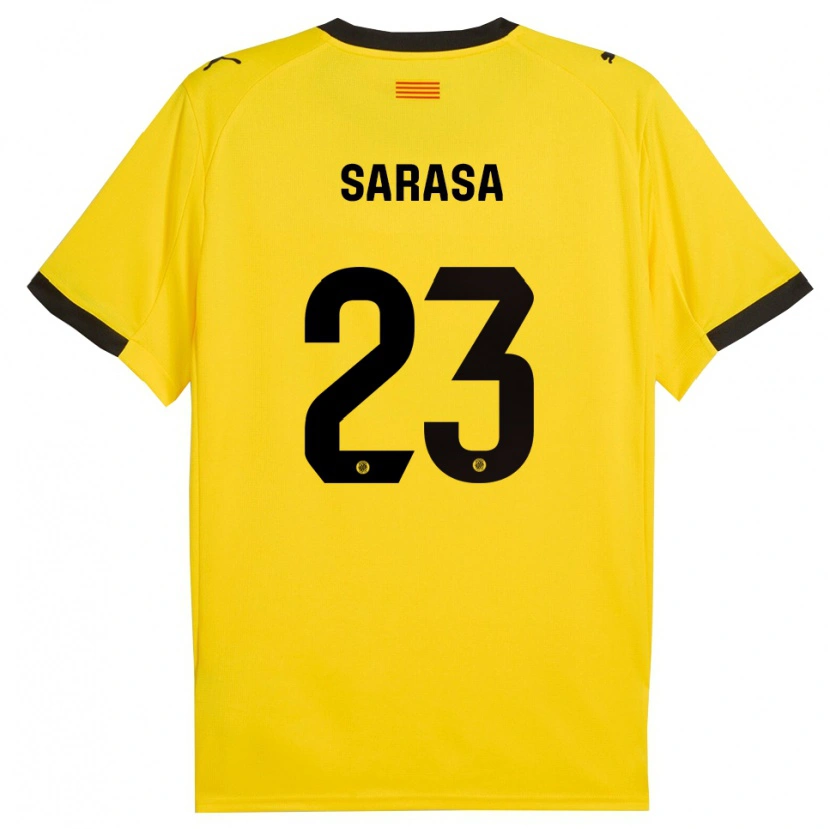 Danxen Uomo Maglia Javi Sarasa #23 Giallo Nero Kit Gara Away 2025/26 Maglietta
