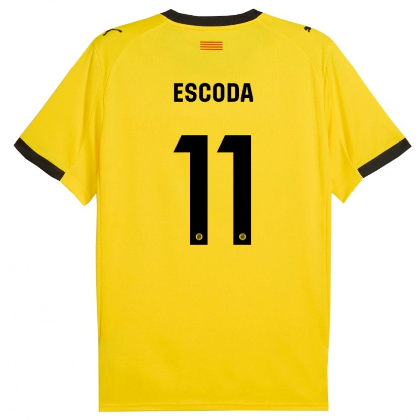 Danxen Uomo Maglia David Escoda #11 Giallo Nero Kit Gara Away 2025/26 Maglietta
