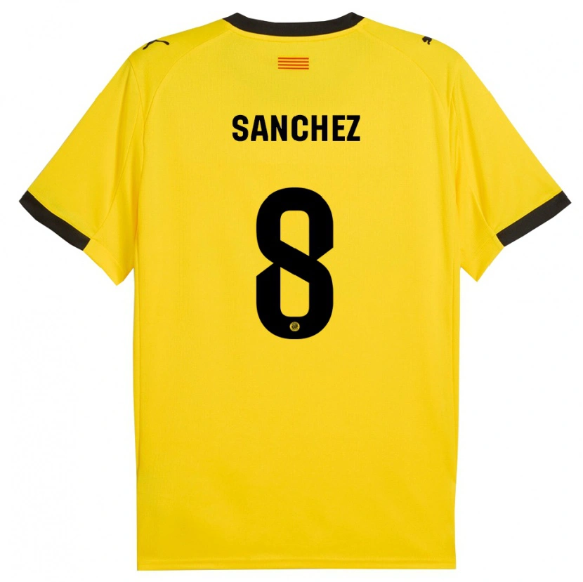 Danxen Uomo Maglia Miguel Ángel Sánchez #8 Giallo Nero Kit Gara Away 2025/26 Maglietta