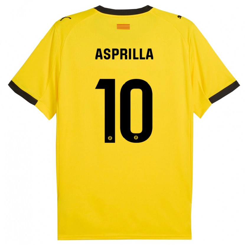 Danxen Uomo Maglia Yáser Asprilla #10 Giallo Nero Kit Gara Away 2025/26 Maglietta