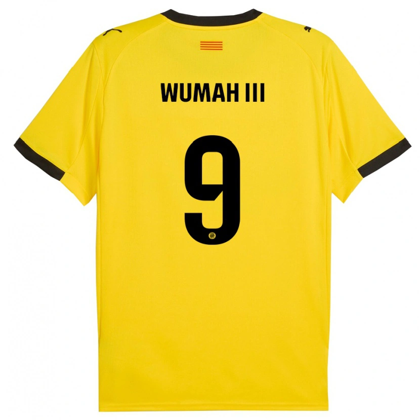 Danxen Uomo Maglia Edward Wumah Iii #9 Giallo Nero Kit Gara Away 2025/26 Maglietta