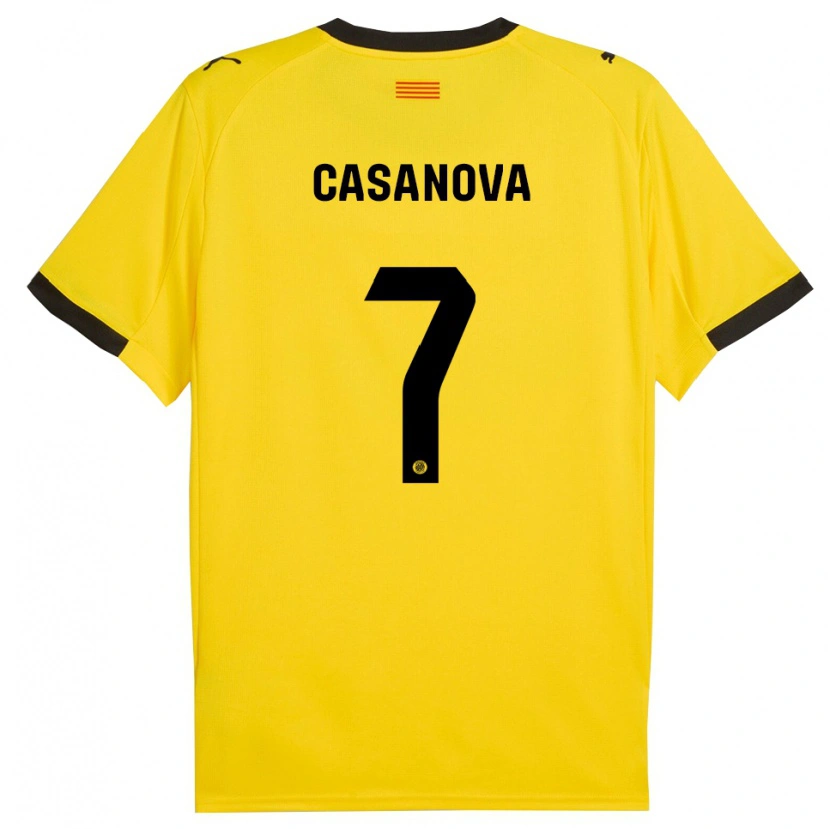Danxen Uomo Maglia Àstrid Casanova #7 Giallo Nero Kit Gara Away 2025/26 Maglietta