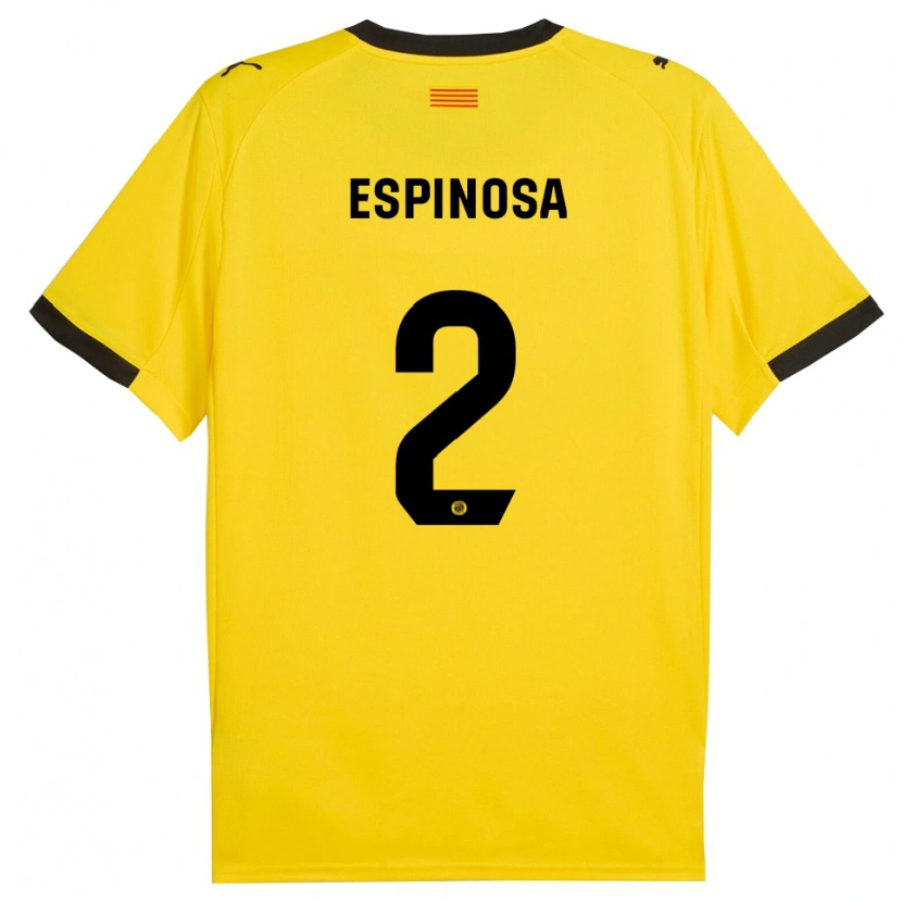 Danxen Uomo Maglia Bernardo Espinosa #2 Giallo Nero Kit Gara Away 2025/26 Maglietta
