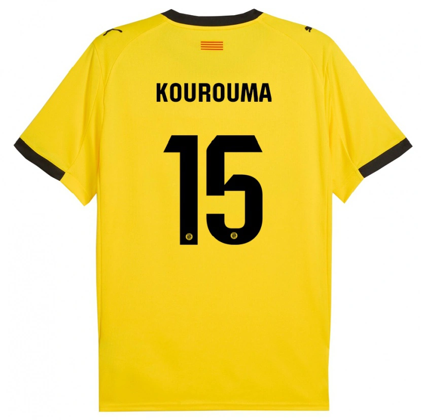 Danxen Uomo Maglia Lass Kourouma #15 Giallo Nero Kit Gara Away 2025/26 Maglietta