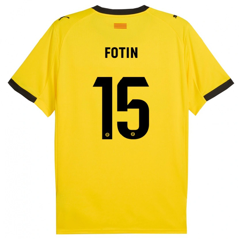 Danxen Uomo Maglia Rareș Fotin #15 Giallo Nero Kit Gara Away 2025/26 Maglietta