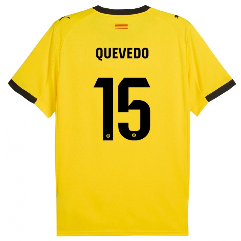 Danxen Uomo Maglia Erik Quevedo #15 Giallo Nero Kit Gara Away 2025/26 Maglietta