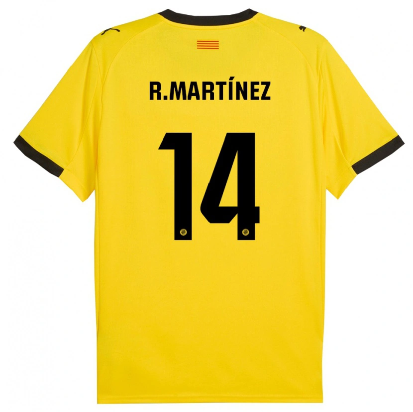 Danxen Uomo Maglia Raúl Martínez #14 Giallo Nero Kit Gara Away 2025/26 Maglietta