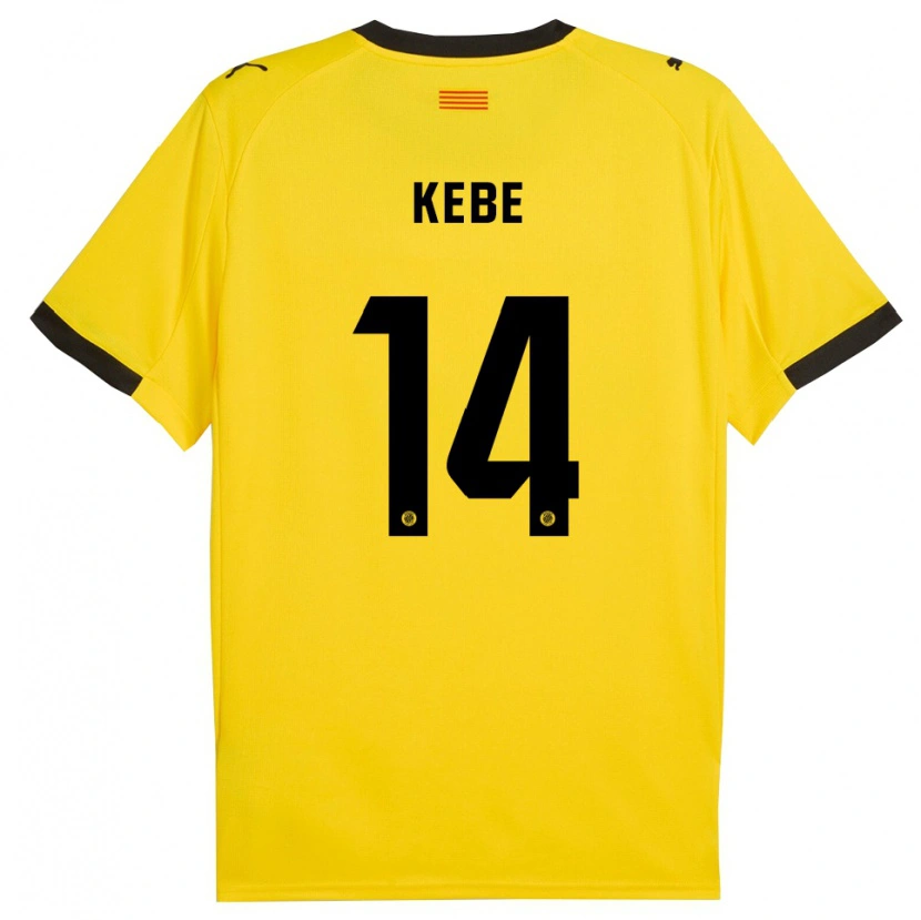 Danxen Uomo Maglia Moussa Kébé #14 Giallo Nero Kit Gara Away 2025/26 Maglietta