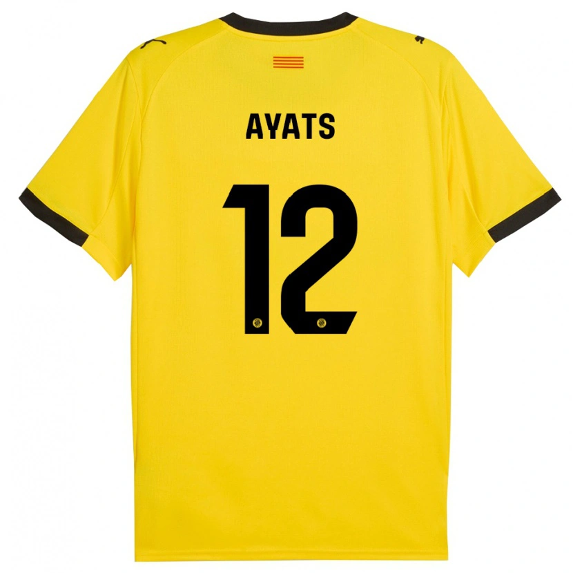 Danxen Uomo Maglia Mònica Ayats #12 Giallo Nero Kit Gara Away 2025/26 Maglietta