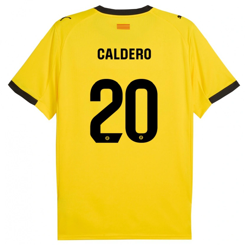 Danxen Uomo Maglia Nil Calderó #20 Giallo Nero Kit Gara Away 2025/26 Maglietta