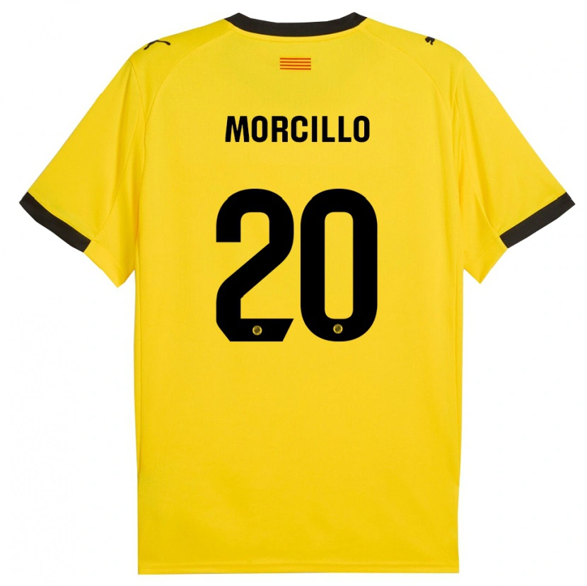 Danxen Uomo Maglia Luis Morcillo #20 Giallo Nero Kit Gara Away 2025/26 Maglietta