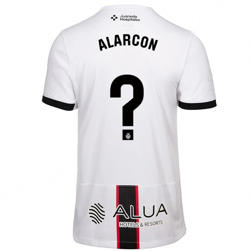 Danxen Uomo Maglia Raúl Alarcón #0 Bianco Nero Kit Gara Away 2025/26 Maglietta
