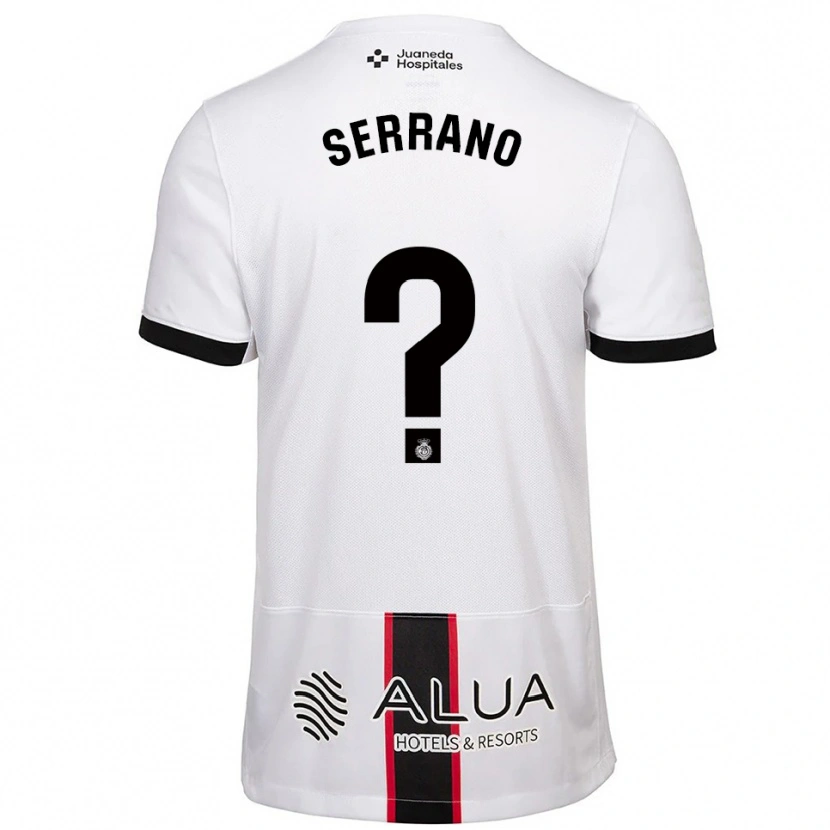 Danxen Uomo Maglia Gonzalo Serrano #0 Bianco Nero Kit Gara Away 2025/26 Maglietta