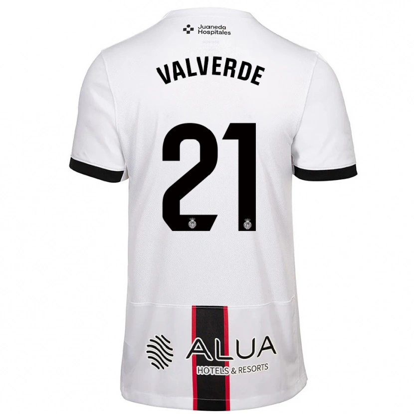 Danxen Uomo Maglia David Valverde #21 Bianco Nero Kit Gara Away 2025/26 Maglietta