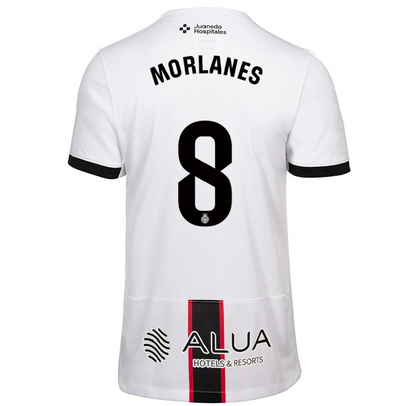 Danxen Uomo Maglia Manu Morlanes #8 Bianco Nero Kit Gara Away 2025/26 Maglietta