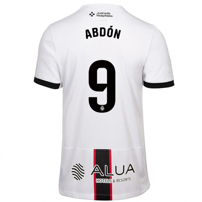 Danxen Uomo Maglia Abdón Prats #9 Bianco Nero Kit Gara Away 2025/26 Maglietta
