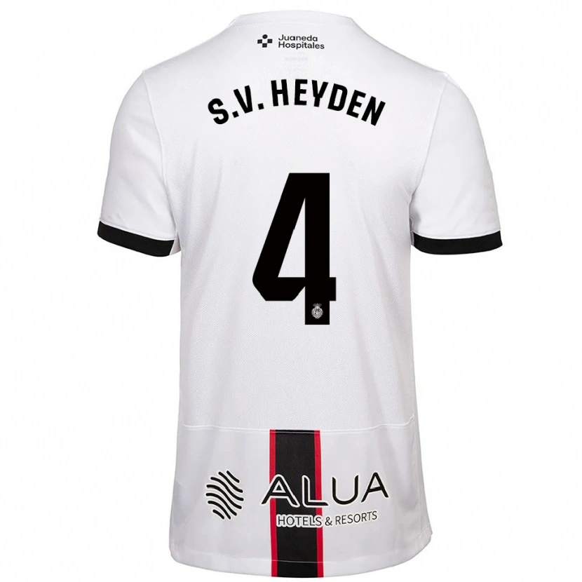 Danxen Uomo Maglia Siebe Van Der Heyden #4 Bianco Nero Kit Gara Away 2025/26 Maglietta