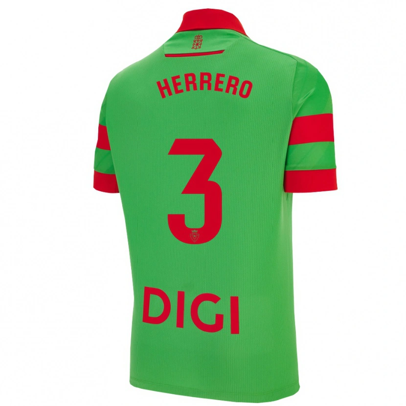 Danxen Uomo Maglia Toni Herrero #3 Verde Rosso Kit Gara Away 2025/26 Maglietta