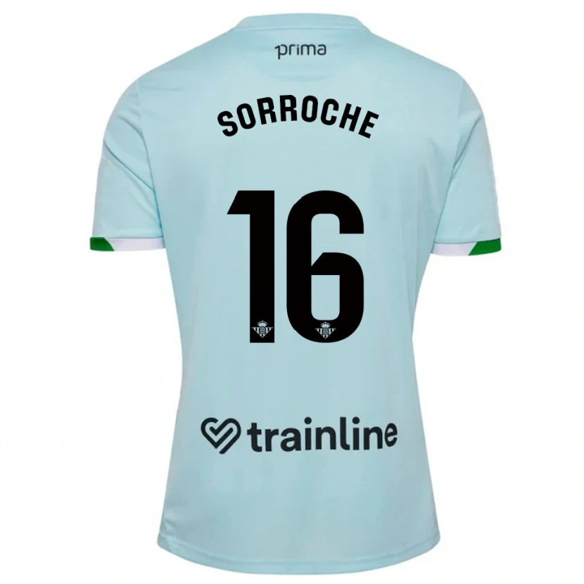 Danxen Uomo Maglia Ginés Sorroche #16 Azzurro Verde Kit Gara Away 2025/26 Maglietta
