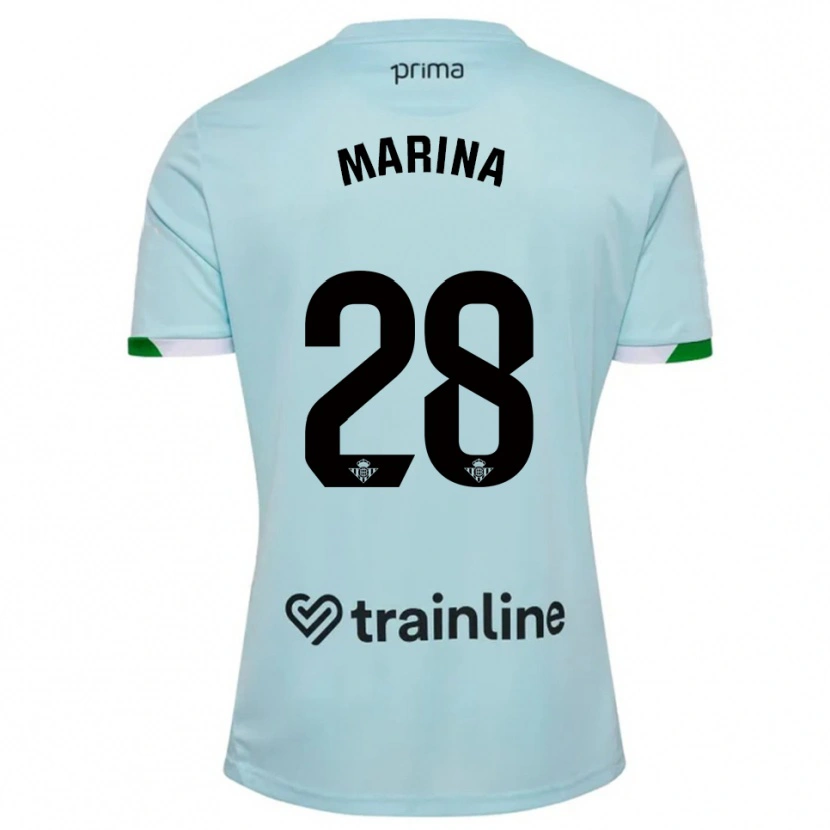 Danxen Uomo Maglia Marina Sánchez #28 Azzurro Verde Kit Gara Away 2025/26 Maglietta