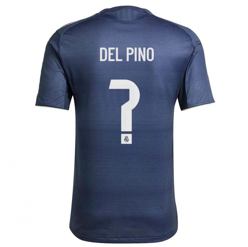 Danxen Uomo Maglia Santiago Del Pino #0 Blu Scuro Argento Kit Gara Away 2025/26 Maglietta