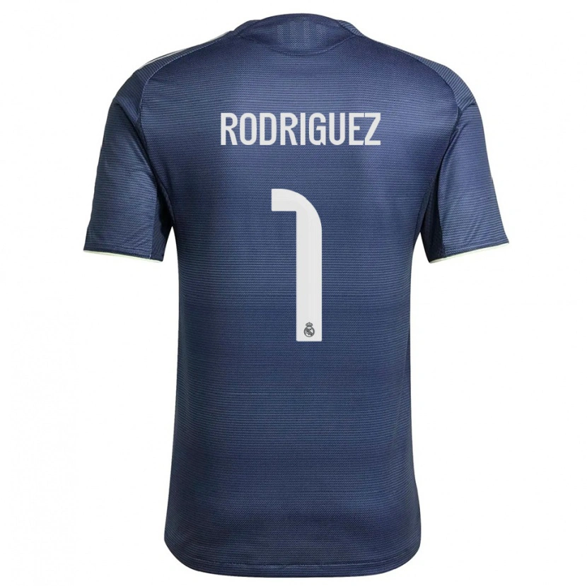 Danxen Uomo Maglia Misa Rodriguez #1 Blu Scuro Argento Kit Gara Away 2025/26 Maglietta