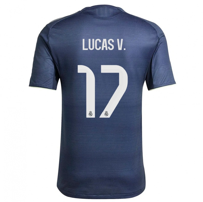 Danxen Uomo Maglia Lucas Vazquez #17 Blu Scuro Argento Kit Gara Away 2025/26 Maglietta