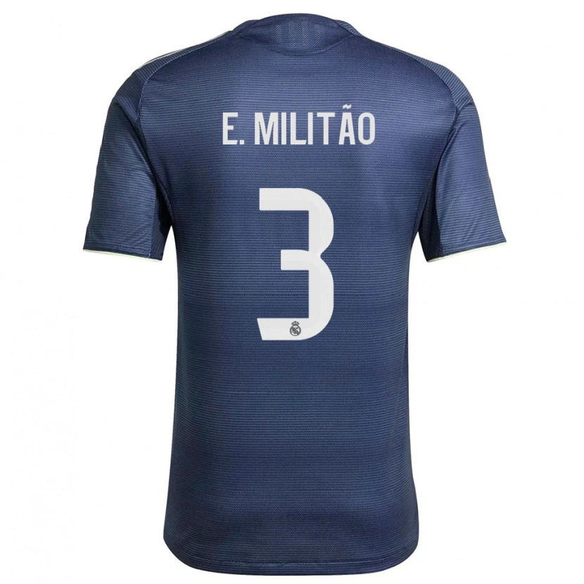 Danxen Uomo Maglia Éder Militão #3 Blu Scuro Argento Kit Gara Away 2025/26 Maglietta