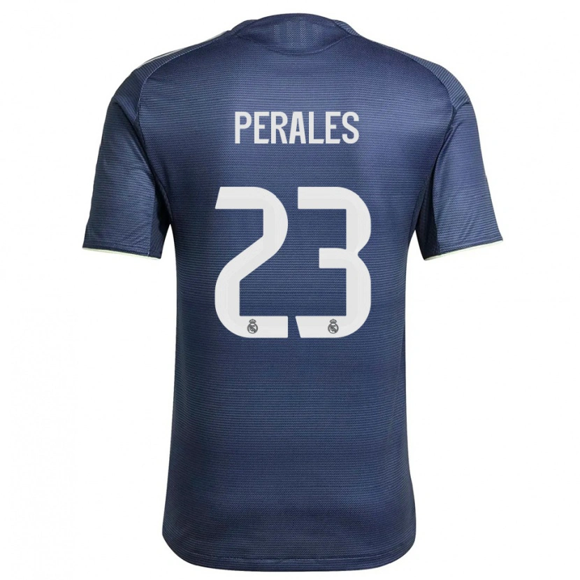 Danxen Uomo Maglia Miguel Perales #23 Blu Scuro Argento Kit Gara Away 2025/26 Maglietta