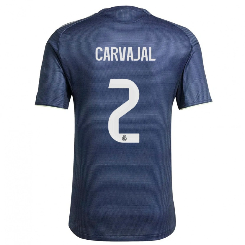 Danxen Uomo Maglia Daniel Carvajal #2 Blu Scuro Argento Kit Gara Away 2025/26 Maglietta