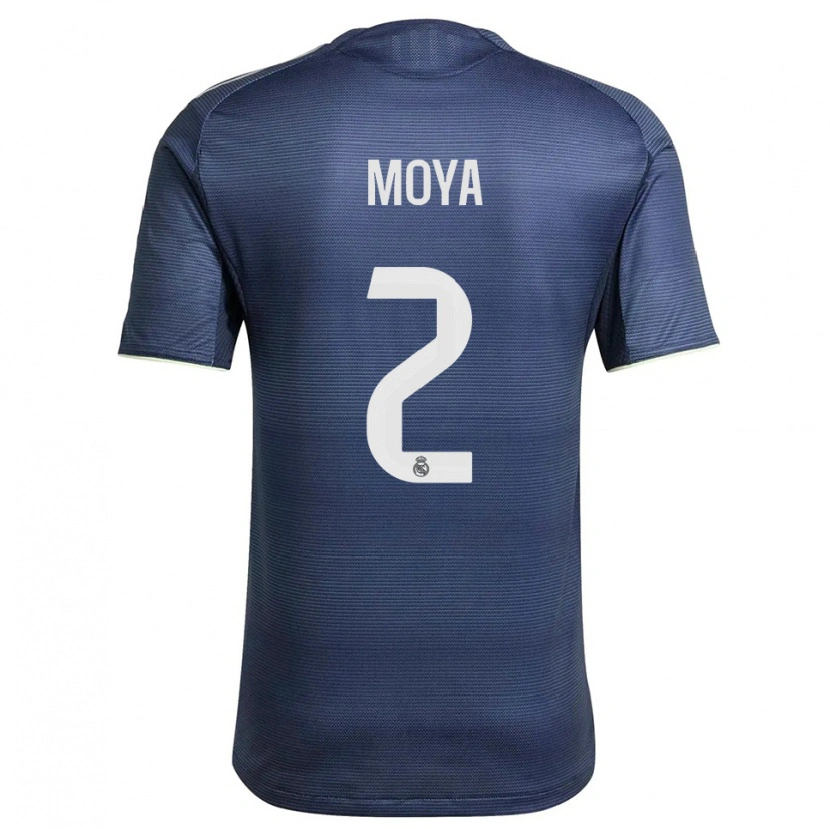 Danxen Uomo Maglia Alejandro Moya #2 Blu Scuro Argento Kit Gara Away 2025/26 Maglietta