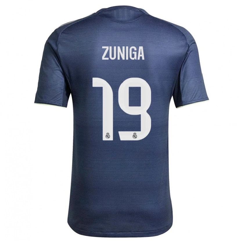 Danxen Uomo Maglia Loren Zúñiga #19 Blu Scuro Argento Kit Gara Away 2025/26 Maglietta