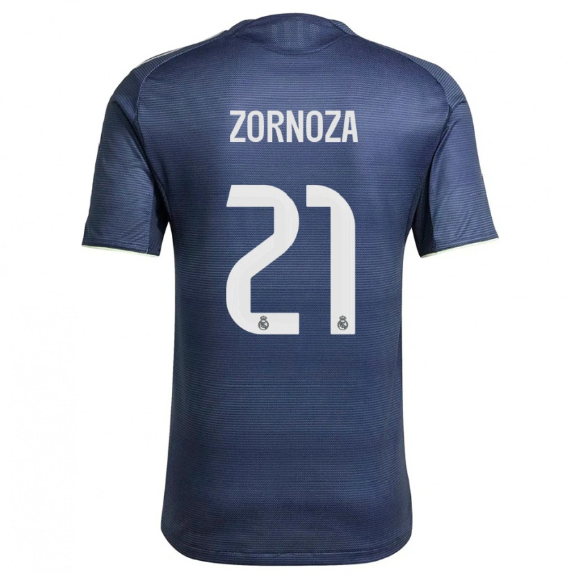 Danxen Uomo Maglia Claudia Zornoza #21 Blu Scuro Argento Kit Gara Away 2025/26 Maglietta