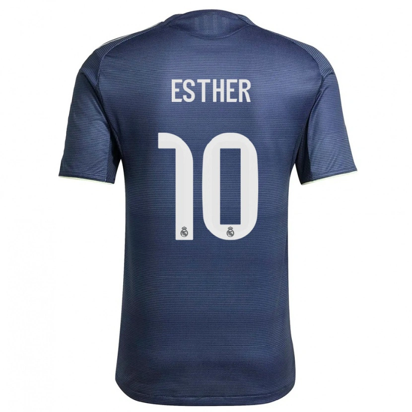 Danxen Uomo Maglia Esther Gonzalez #10 Blu Scuro Argento Kit Gara Away 2025/26 Maglietta