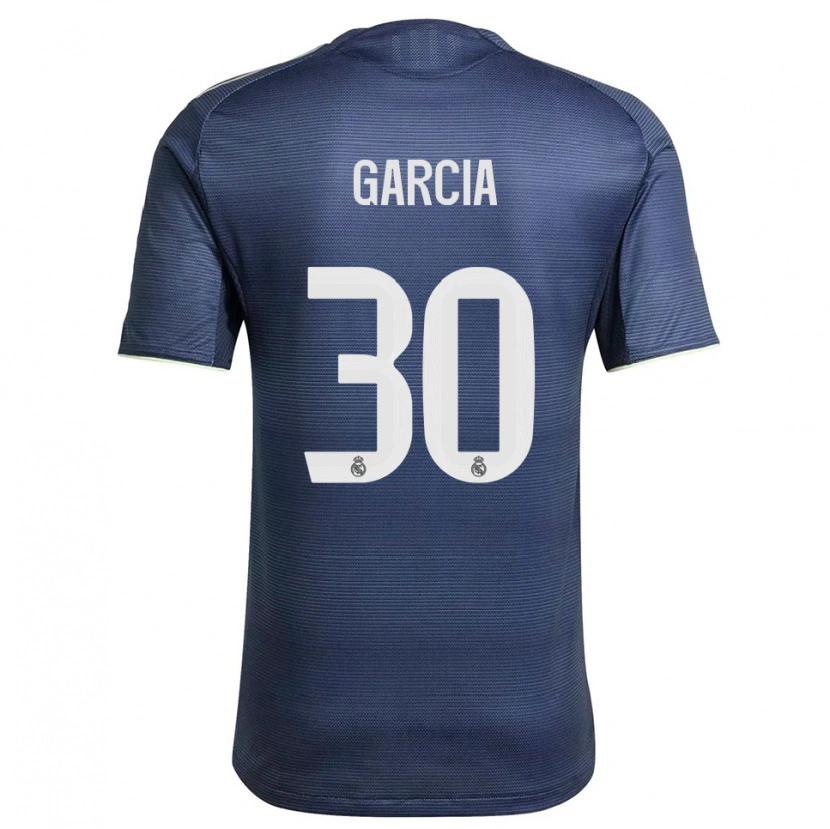 Danxen Uomo Maglia Gonzalo García #30 Blu Scuro Argento Kit Gara Away 2025/26 Maglietta