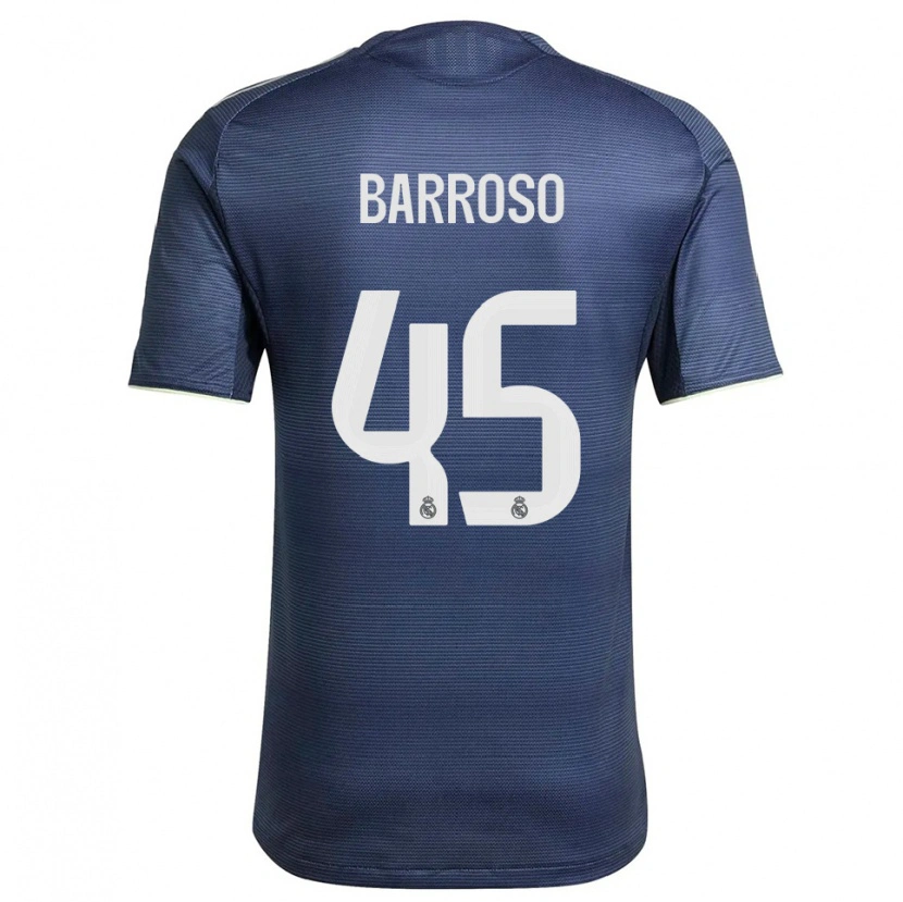 Danxen Uomo Maglia Jaime Barroso #45 Blu Scuro Argento Kit Gara Away 2025/26 Maglietta
