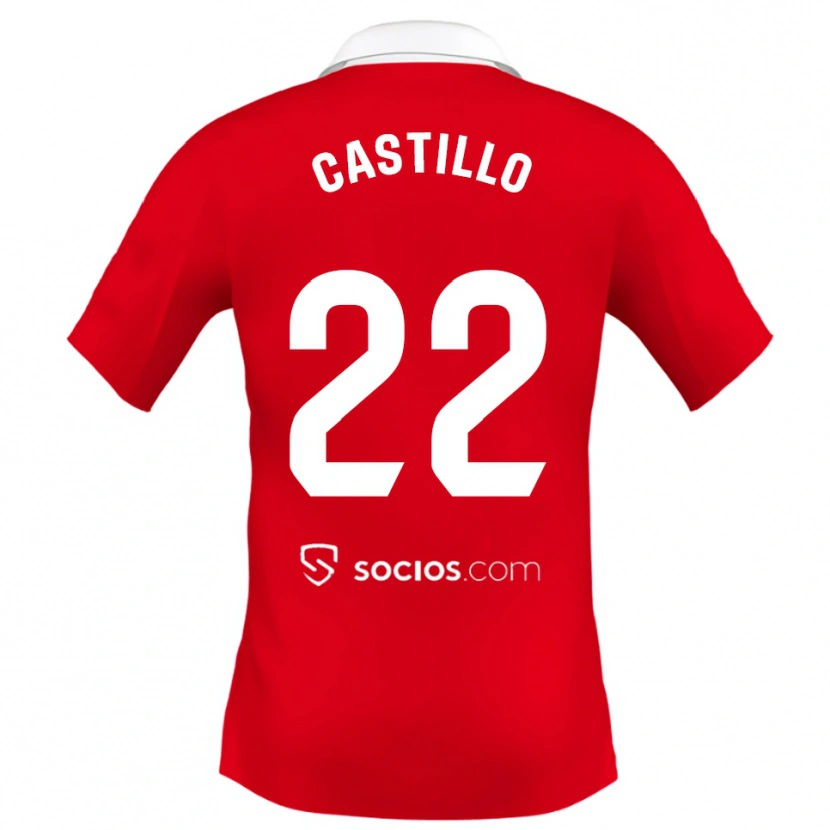 Danxen Uomo Maglia José Castillo #22 Rosso Bianco Grigio Kit Gara Away 2025/26 Maglietta