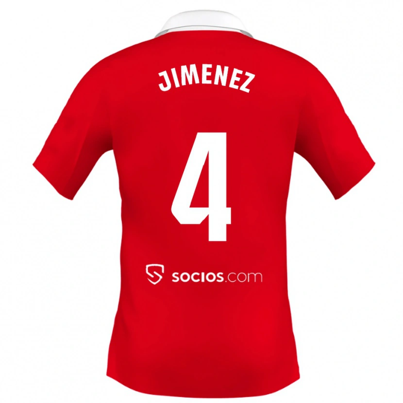 Danxen Uomo Maglia Diego Jiménez #4 Rosso Bianco Grigio Kit Gara Away 2025/26 Maglietta