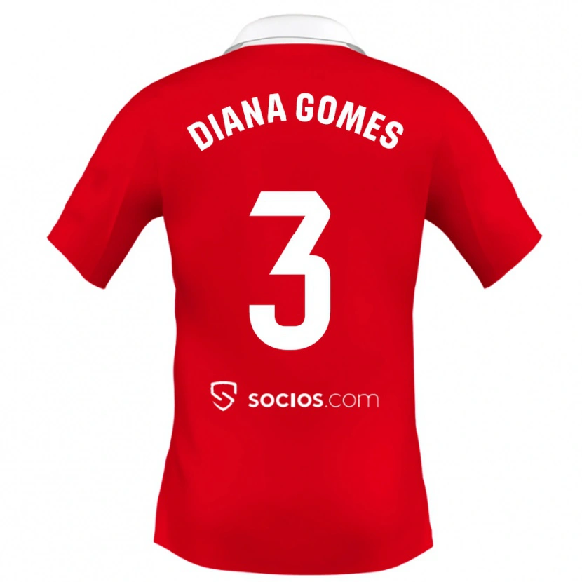 Danxen Uomo Maglia Diana Catarina Ribeiro Gomes #3 Rosso Bianco Grigio Kit Gara Away 2025/26 Maglietta