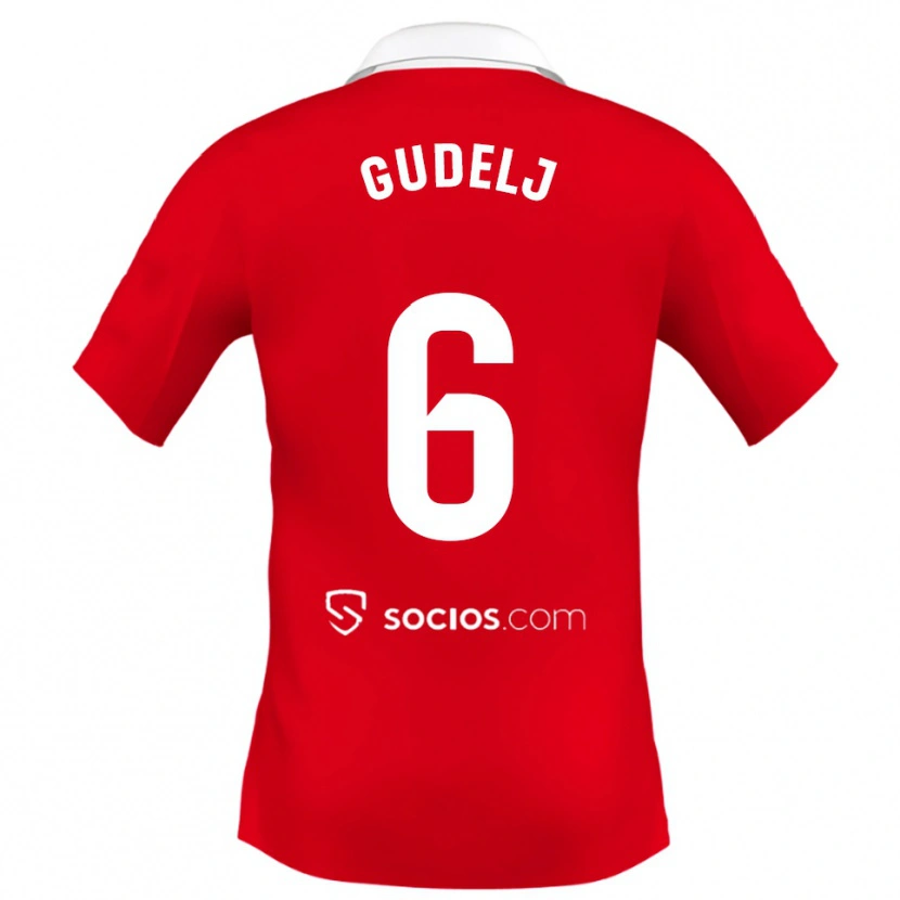 Danxen Uomo Maglia Nemanja Gudelj #6 Rosso Bianco Grigio Kit Gara Away 2025/26 Maglietta