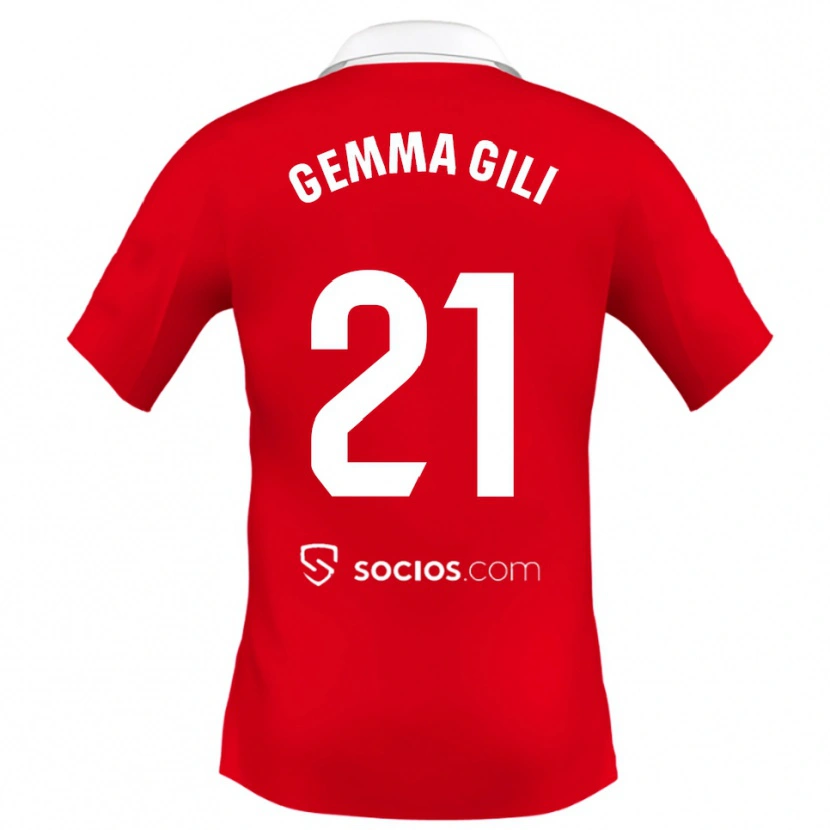 Danxen Uomo Maglia Gemma Gili Giner #21 Rosso Bianco Grigio Kit Gara Away 2025/26 Maglietta