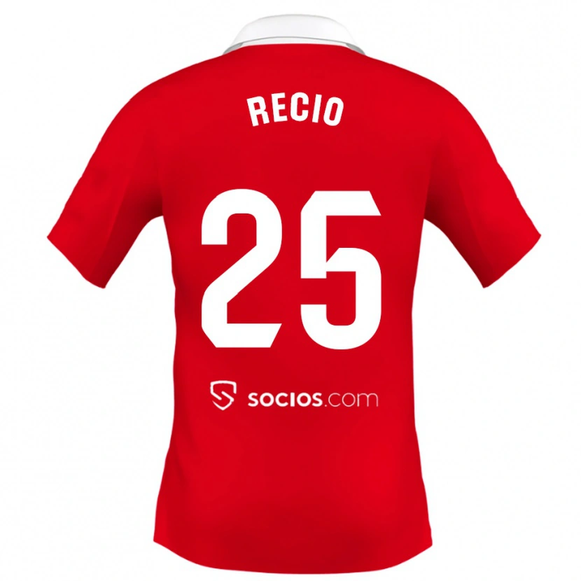 Danxen Uomo Maglia Sergio Recio #25 Rosso Bianco Grigio Kit Gara Away 2025/26 Maglietta
