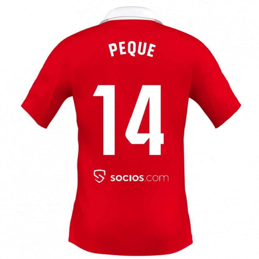 Danxen Uomo Maglia Peque Fernández #14 Rosso Bianco Grigio Kit Gara Away 2025/26 Maglietta